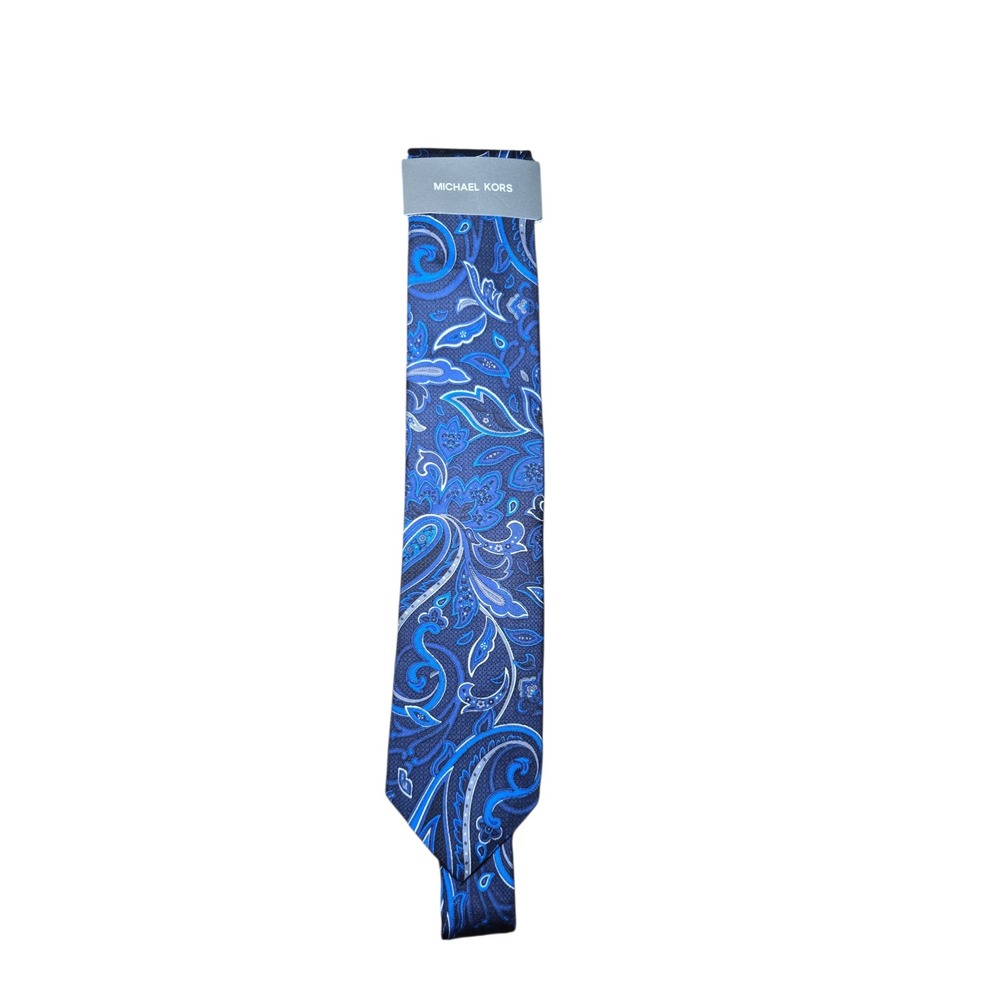 Michael Kors Blue Paisley Necktie - Silk‎ Blend, Classic Men's Tie